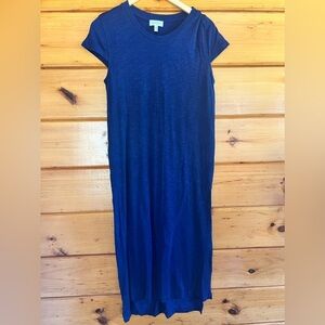 Jessica Simpson Dress Womens Navy Blue Short Cap Sleeve Midi Straight M